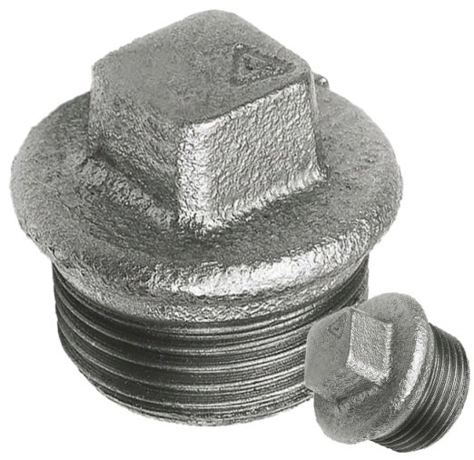 KOREK OCYNK GWINT 6/4" DN40 ZAŚLEPKA KAPA STAL Z OBRZEŻEM ŻELIWNY OCYNKOWANY