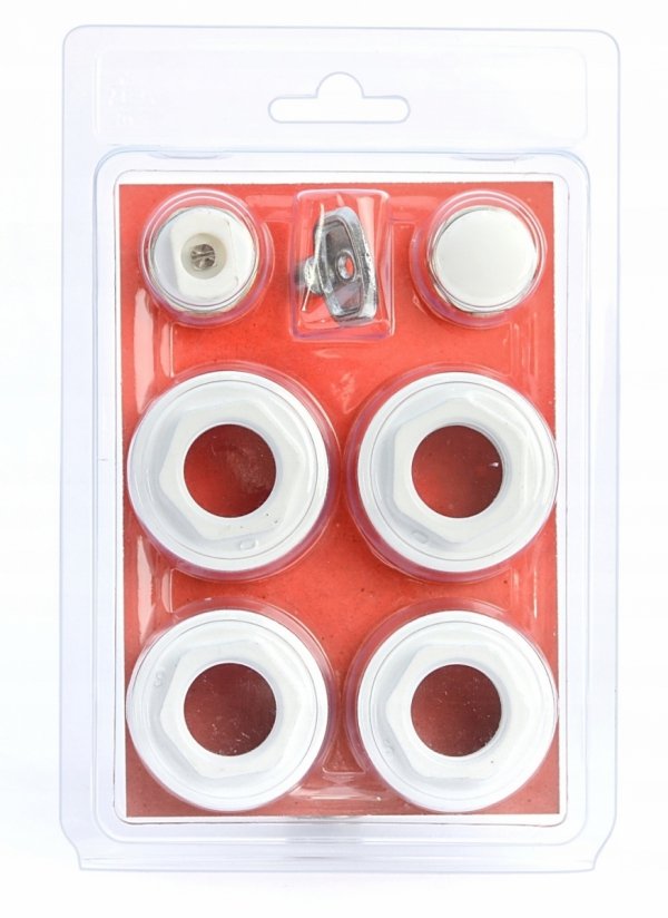 ZESTAW KORKÓW DO GRZEJNIKA KALORYFERA ALUMINIOWEGO KOMPLET 1" x 1/2" BIAŁE ZEST.KOR.GRZ.