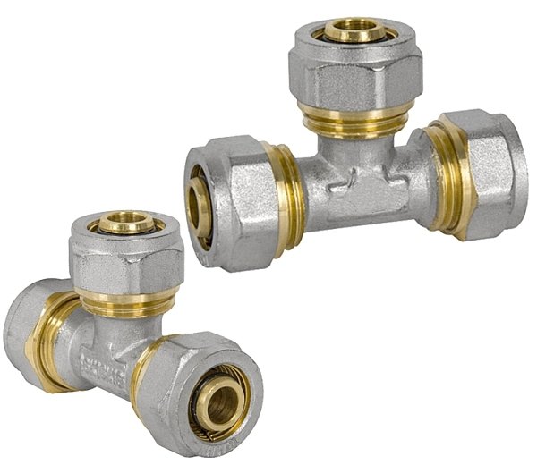 TRÓJNIK TROJAK RÓWNOPRZELOTOWY PEX ALUPEX SKRĘCANY 16 x 16 x 16 MOSIĄDZ