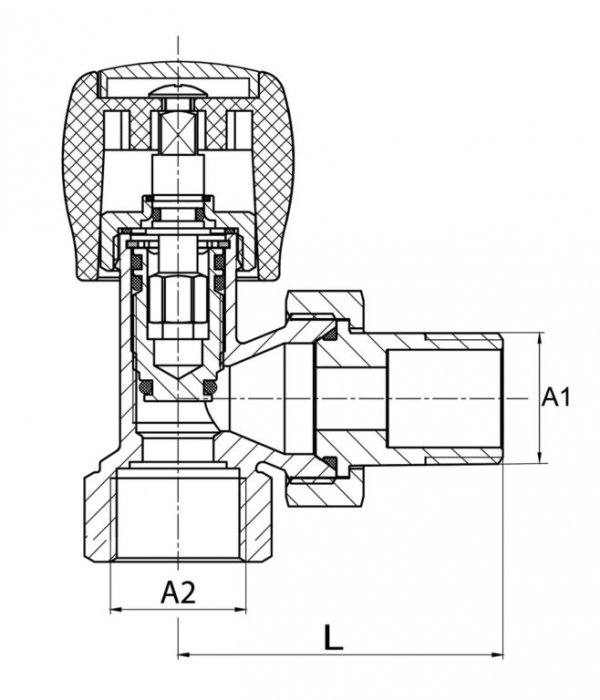 ZAWÓR GRZEJNIKOWY ZASILAJĄCY KĄTOWY 1/2" BIAŁY NIKLOWANY DO GRZEJNIKA MOCNY