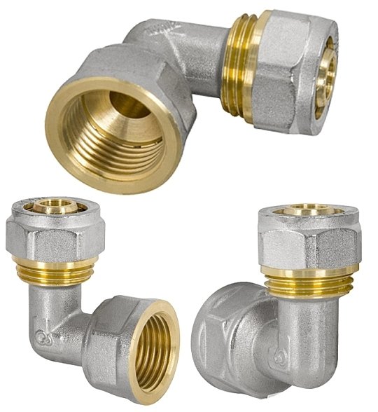 KOLANO KOLANKO MUFOWE PEX ALUPEX SKRĘCANE FI 16 mm x 1/2'' GW MOSIĄDZ