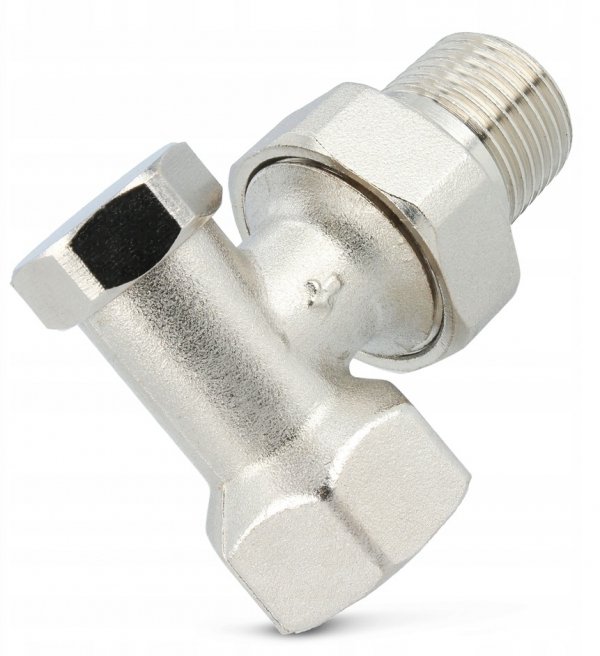 ZAWÓR GRZEJNIKOWY POWROTNY KĄTOWY 1/2" BIAŁY NIKLOWANY DO GRZEJNIKA MOCNY