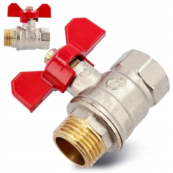 ZAWÓR KULOWY KUREK 1/2'' CALA WZ DN15 MOTYLEK ART.2471-15.WZ.MOT