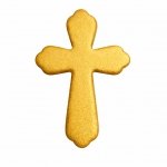 Cukrowa dekoracja na tort komunijny - KRZYŻ ZŁOTY PŁASKI 10cm (30szt)