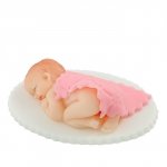 Hokus - Cukrowy Bobas pod kołderką różowy - figurka na tort - chrzest, baby shower