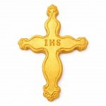 Cukrowa dekoracja na tort komunijny - ZŁOTY KRZYŻ 10,5cm