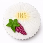  Dekoracja cukrowa na tort komunijny - HOSTIA Z WINOGRONEM IHS (4 szt)