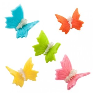 Motylki Cukrowe na Tort Średnie Kolorowy MIX 3D 5 szt