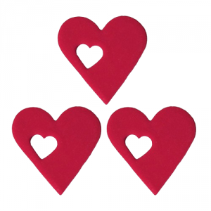 Dekoracja na tort cukrowe SERCA z sercem 3szt