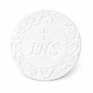 Dekoracja cukrowa na Tort komunijny HOSTIA - IHS wzór 4 Serduszko 12szt