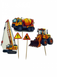 Toppery na tort MASZYNY BUDOWLANE – koparka, dźwig, betoniarka