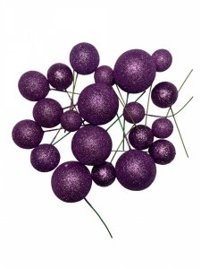 Toppery do dekoracji KULKI BROKATOWE FIOLETOWE 20 szt.