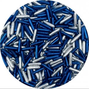 Posypka Cukrowa Pałeczki Makaroniki Granatowo-Srebrna 20g