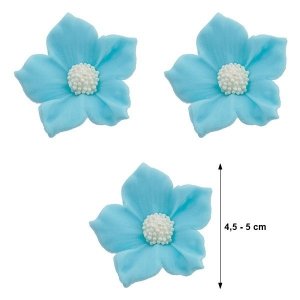 Duże kwiaty cukrowe na tort CLEMATIS 3szt niebieskie