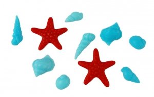 Cukrowe MUSZELKI rozgwiazdy na tort muffinki NIEBIESKIE 10szt