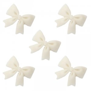Kokardki cukrowe na tort 3,5cm białe 5szt