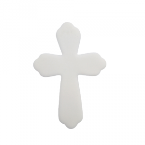 Cukrowa dekoracja na tort BIAŁY PŁASKI KRZYŻ komunia 10cm