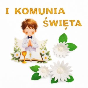 Zestaw dekoracji cukrowych na tort komunijny - CHŁOPIEC I Komunia Święta