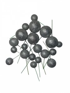 Toppery do dekoracji KULKI BROKATOWE SREBRNE 20 szt.