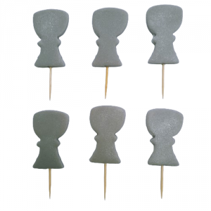 Cukrowa dekoracja na tort KIELICHY SREBRNY na piku 6szt