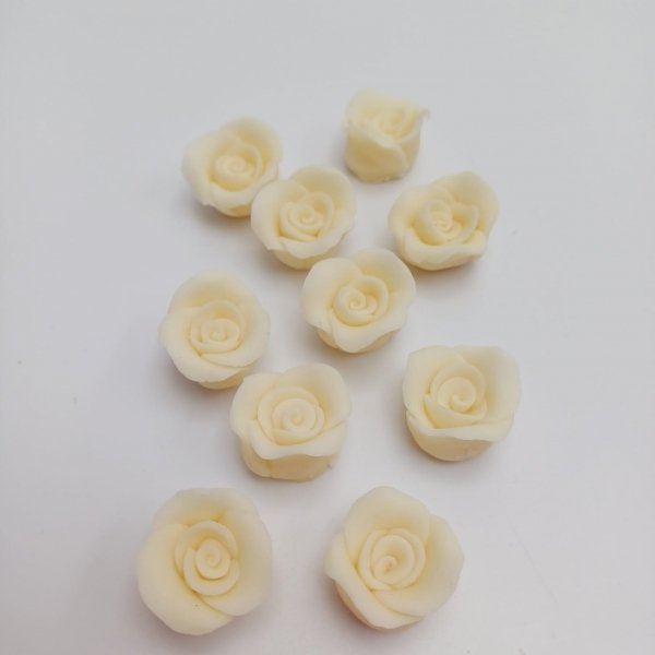Cukrowe MINI RÓŻE różyczki ecru 10szt 