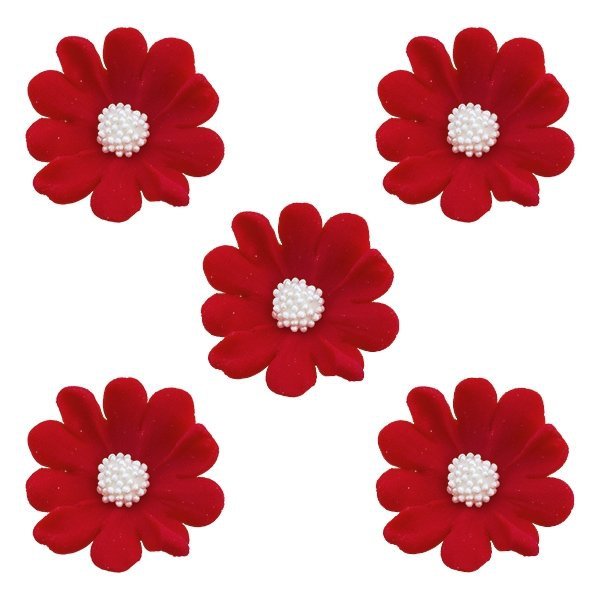 Duże kwiaty cukrowe na tort STOKROTKA 5szt czerwone