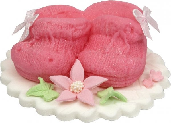 Buciki na podstawce - dekoracja tortu na chrzest 1szt.