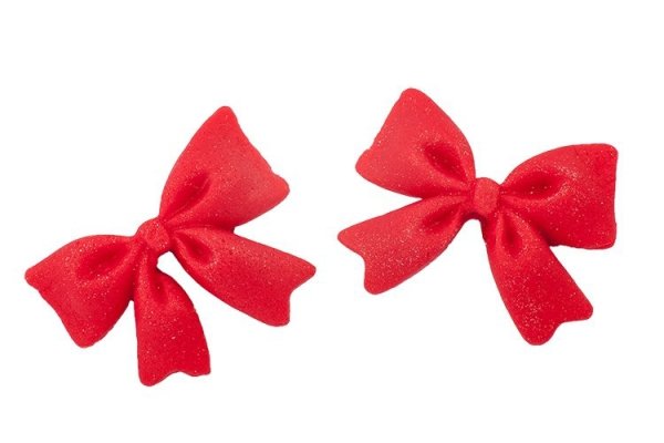 Kokardki cukrowe na tort 3,5cm czerwone 5szt