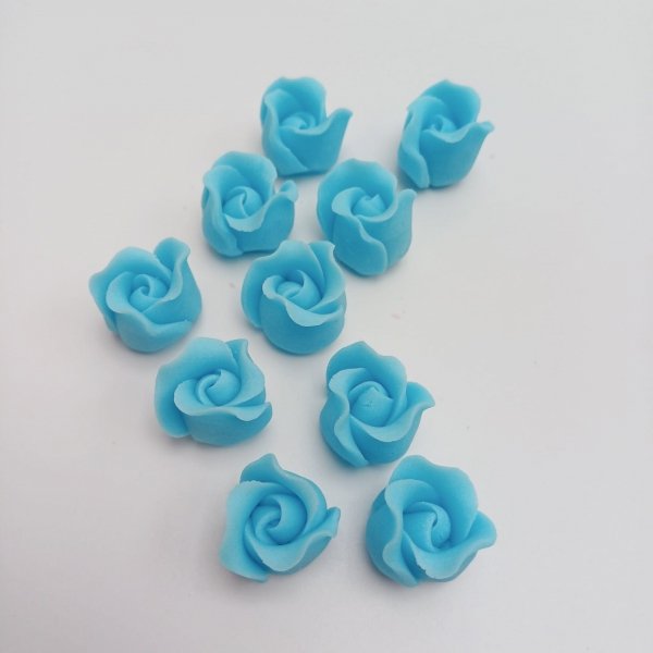 Cukrowe MINI RÓŻE różyczki niebieskie 10szt 