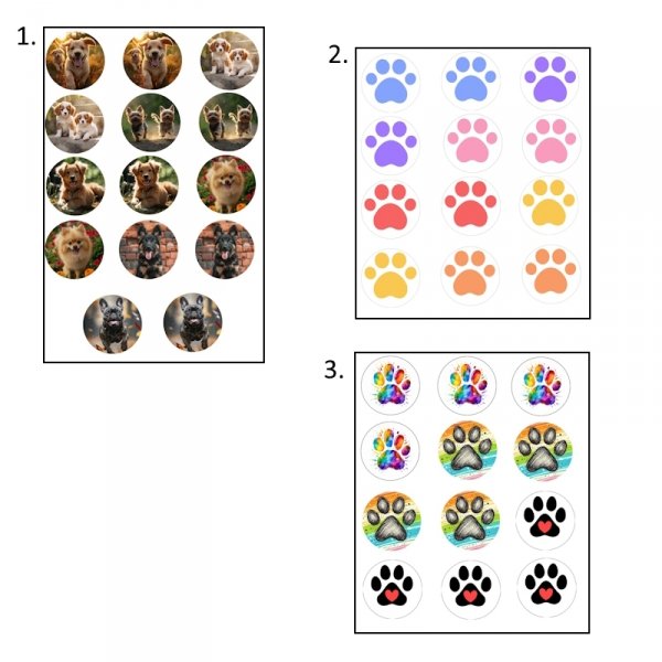 Opłatki waflowe na babeczki muffinki ŁAPKI PIESKI 5cm 12szt