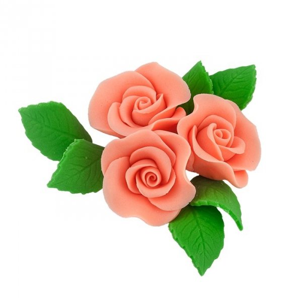 Zestaw cukrowe kwiaty 3 RÓŻE MINI MAX z listkami (13 kolorów)