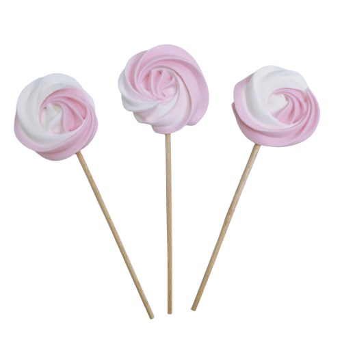 Lizaki Bezowe BIAŁO-RÓŻOWE – Dekoracja na Tort i Deser | 3 sztuk | Hokus