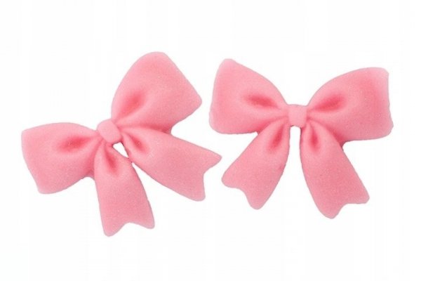 Kokardki cukrowe na tort 3,5cm różowe 5szt