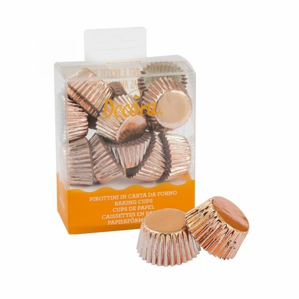 Papilotki Cupcake metalizowane MINI 27/17 h - ZŁOTY RÓŻ 10szt