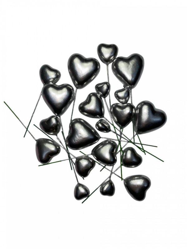 Toppery do dekoracji SERCA SREBRNE  20 szt.