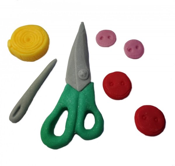 Dekoracja cukrowa na tort narzędzia ZESTAW KRAWIECKI 7 szt