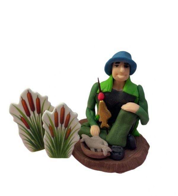  Figurka Cukrowa na Tort dla mężczyzny RYBAK Wędkarz Wieczór Panieński