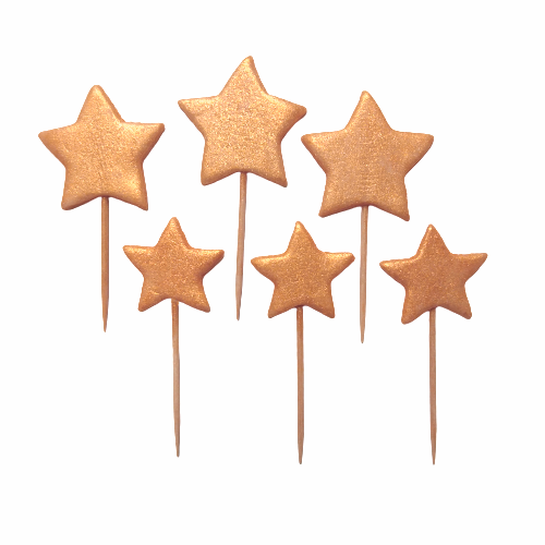 Cukrowa dekoracja GWIAZDKI ZŁOTE na piku na tort deser (6szt)