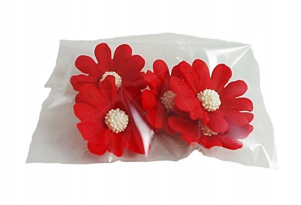 Duże kwiaty cukrowe na tort STOKROTKA 5szt czerwone
