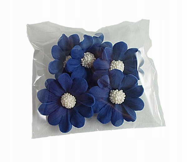 Duże kwiaty cukrowe na tort STOKROTKA 5szt granatowe