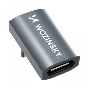 Adapter przejściówka kątowa USB-C 40Gb/s 240W 8K OTG - szara