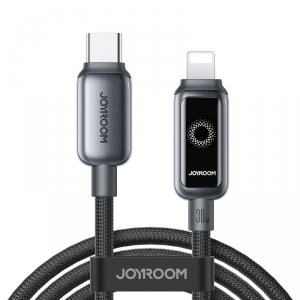 Kabel przewód w oplocie USB-C - iPhone Lightning 30W 1.2m - czarny