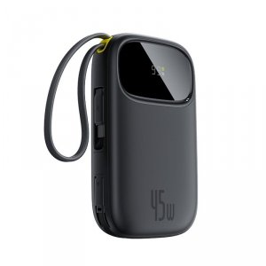 Powerbank 10000mAh 45W z kablami USB-C iPhone Lightning EnerFill FC31 - czarny