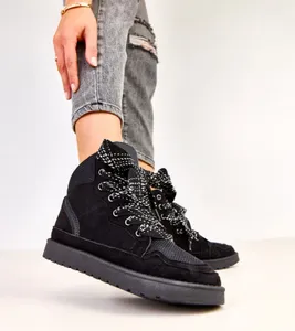 Czarne sneakersy wysokie z grubymi sznurówkami Klevis