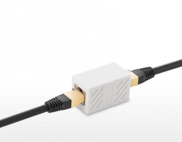 Złączka łącznik kabli sieciowych skrętki RJ45 biały