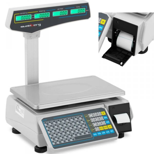 Waga sklepowa handlowa z drukarką etykiet LCD 30 kg / 15 g