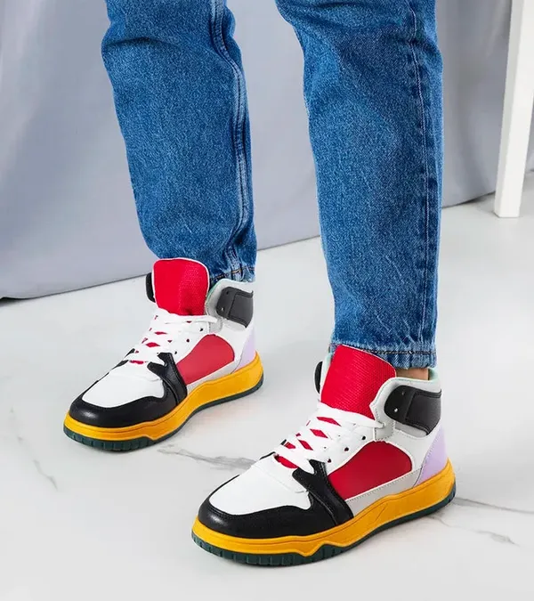 Czarno-czerwone sneakersy za kostkę Elizabeth