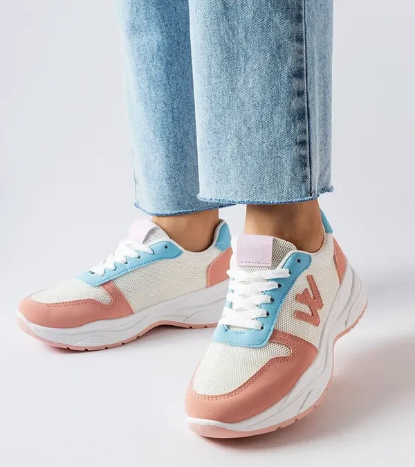 Biało-Różowo-niebieskie sneakersy Teresio