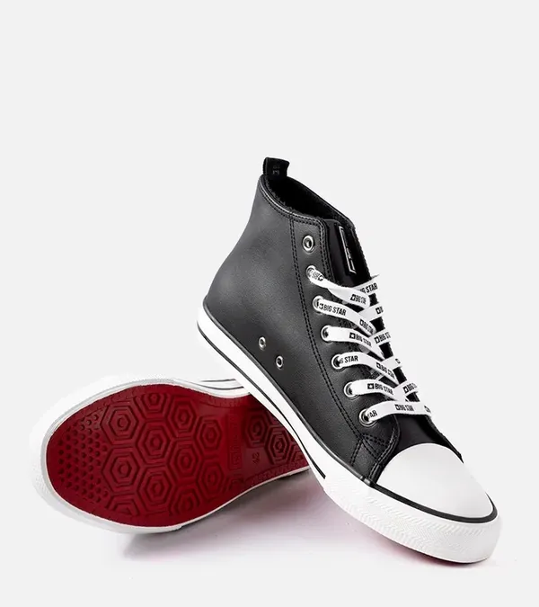 Czarne wysokie trampki męskie Big star KK174346