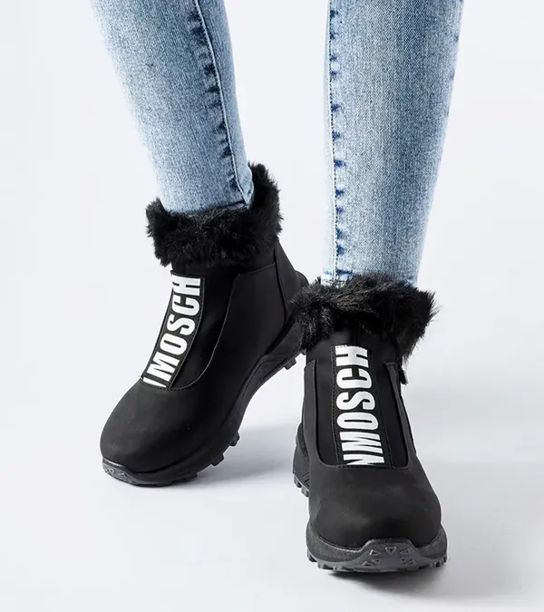 Czarne ocieplane wysokie sneakersy Oneglia